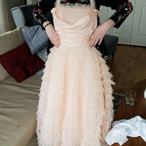 1950's vintage baby pink prom dress or ball gown